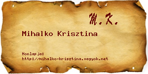 Mihalko Krisztina névjegykártya